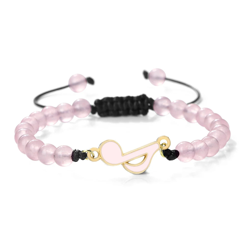 Rot-Schwarzes Notenarmband, Geflochten, 6‑mm Perlen