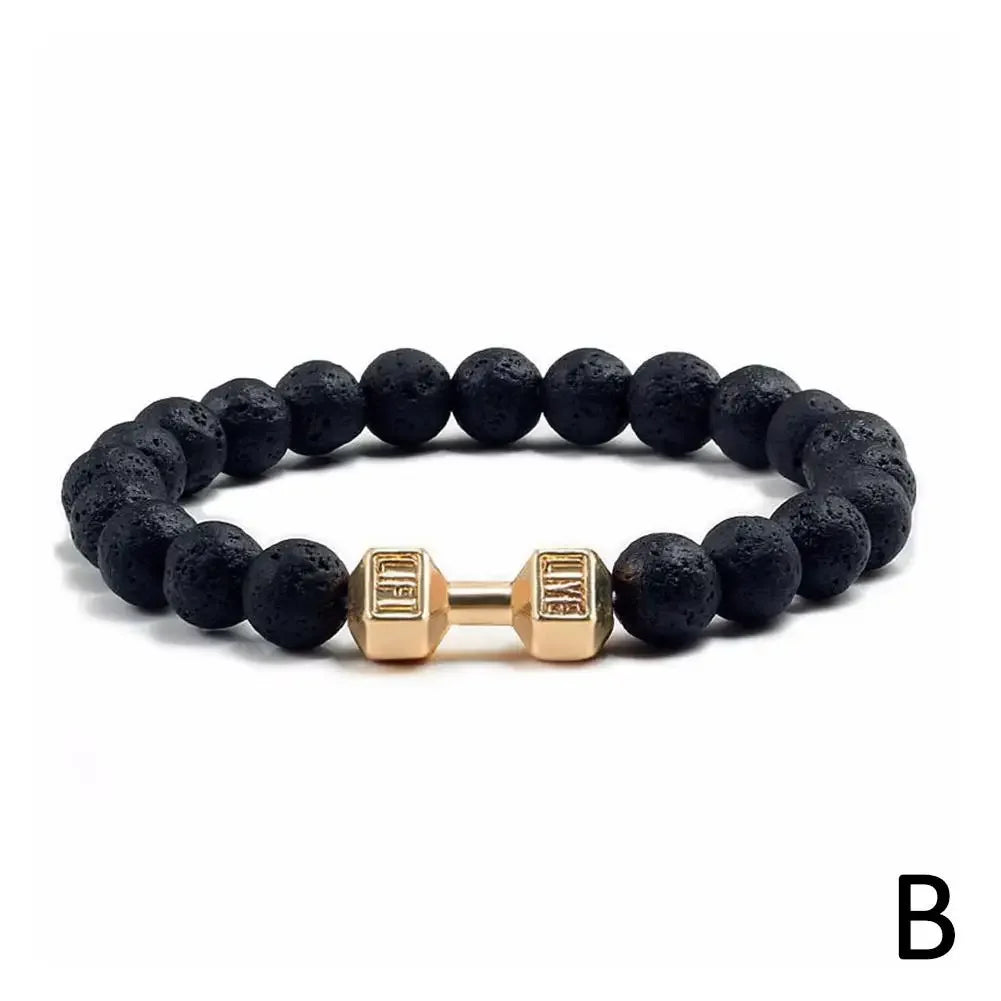 Natürliches schwarzes Vulkangestein-Armband
