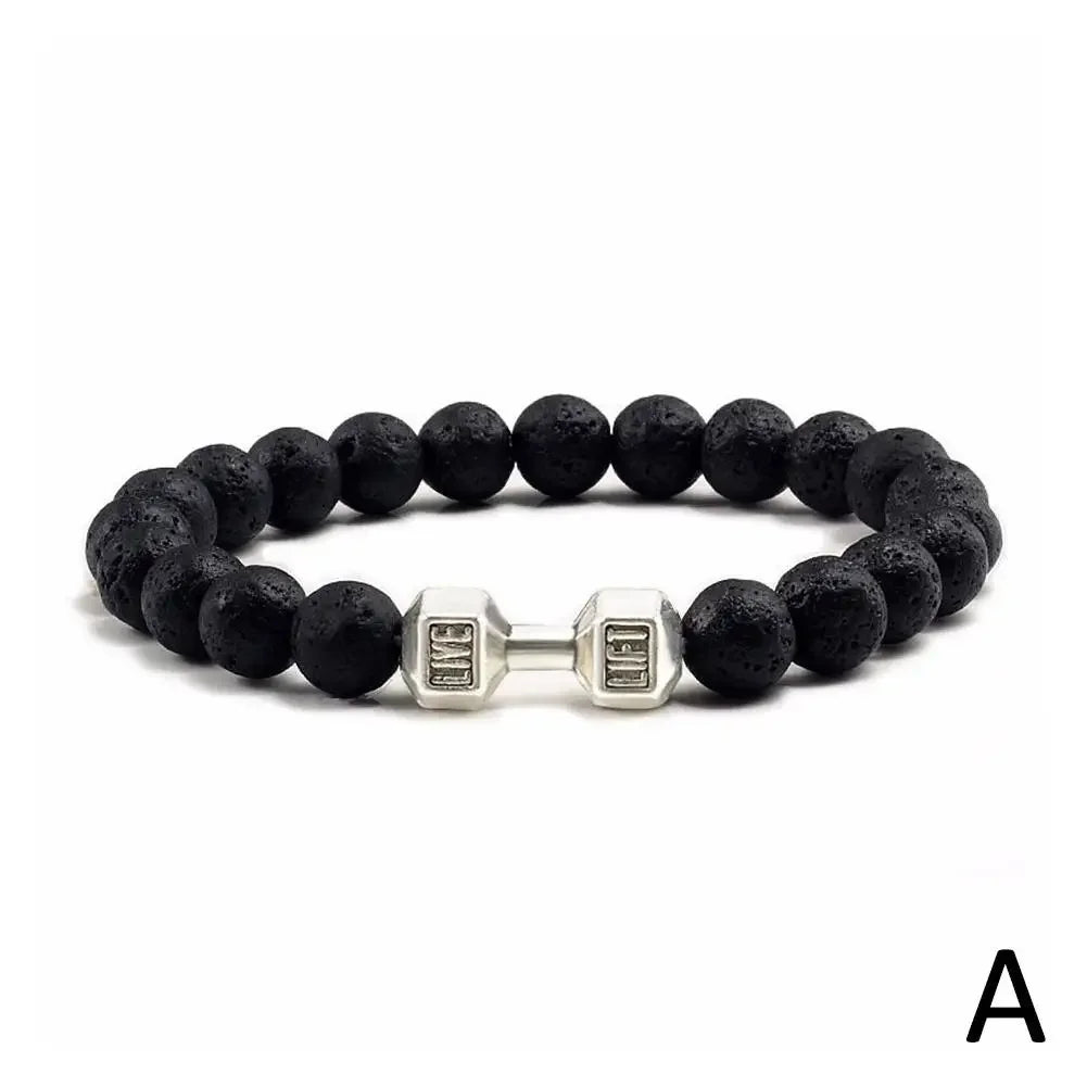 Natürliches schwarzes Vulkangestein-Armband