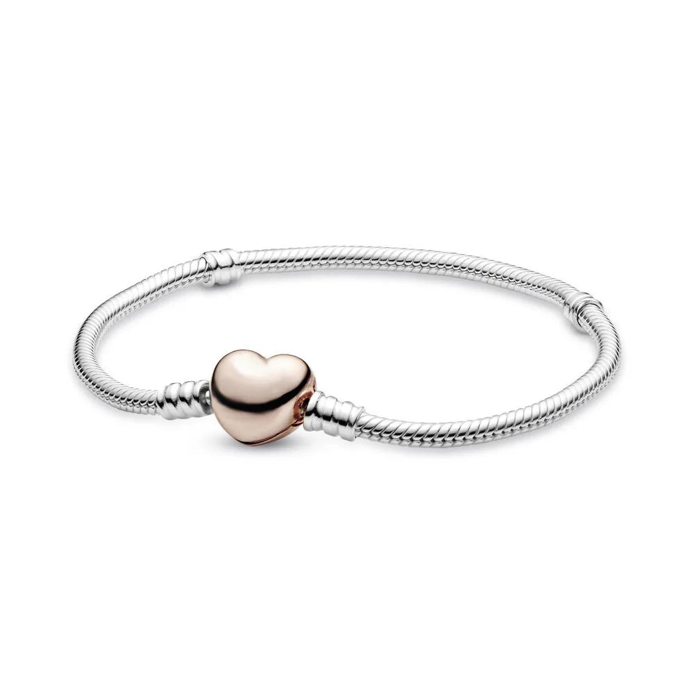 925 Sterling-Silber Damenarmband mit Herz-Kreis-Design