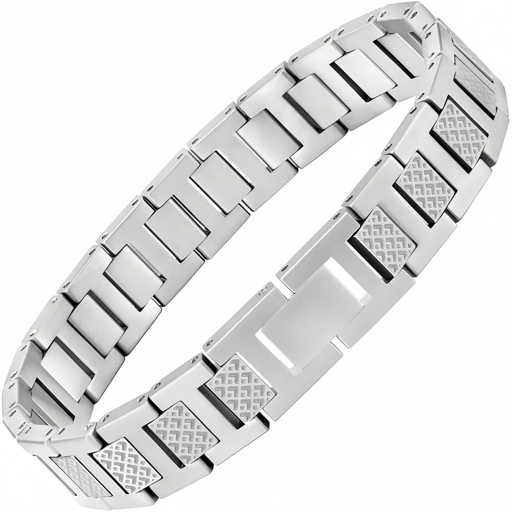 Premium‑Armband aus Titanstahl mit markanter Krokodil‑Gliederkette