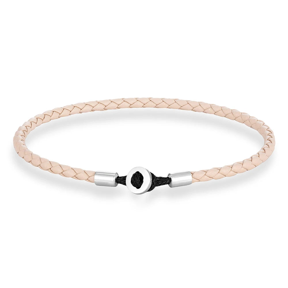 Geflochtenes Lederarmband mit Edelstahl‑Knopf