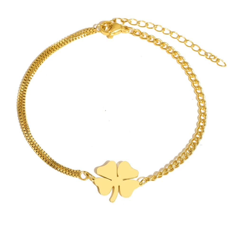 Klassisches Damenarmband mit Glücksklee-Anhänger