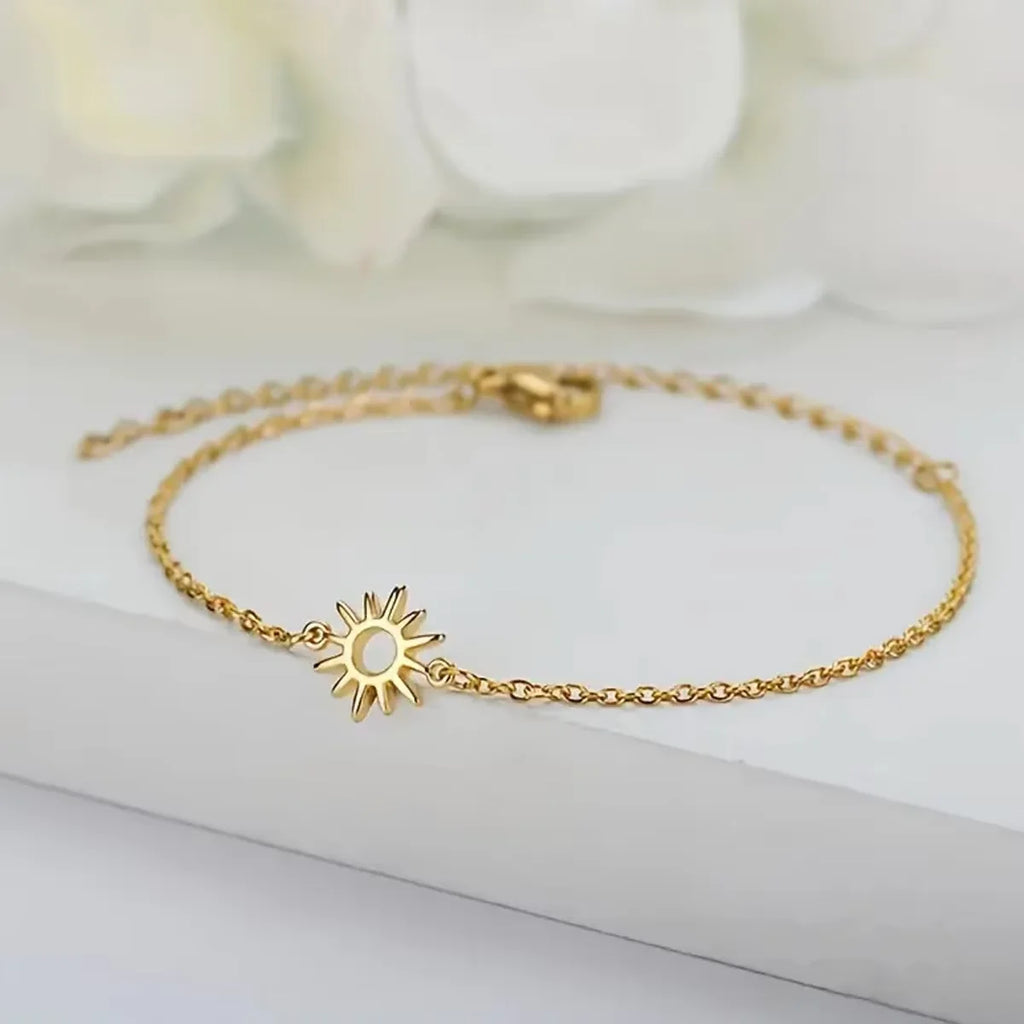 Sonnenblumen-Handkette / Fußkette aus Edelstahl für Damen