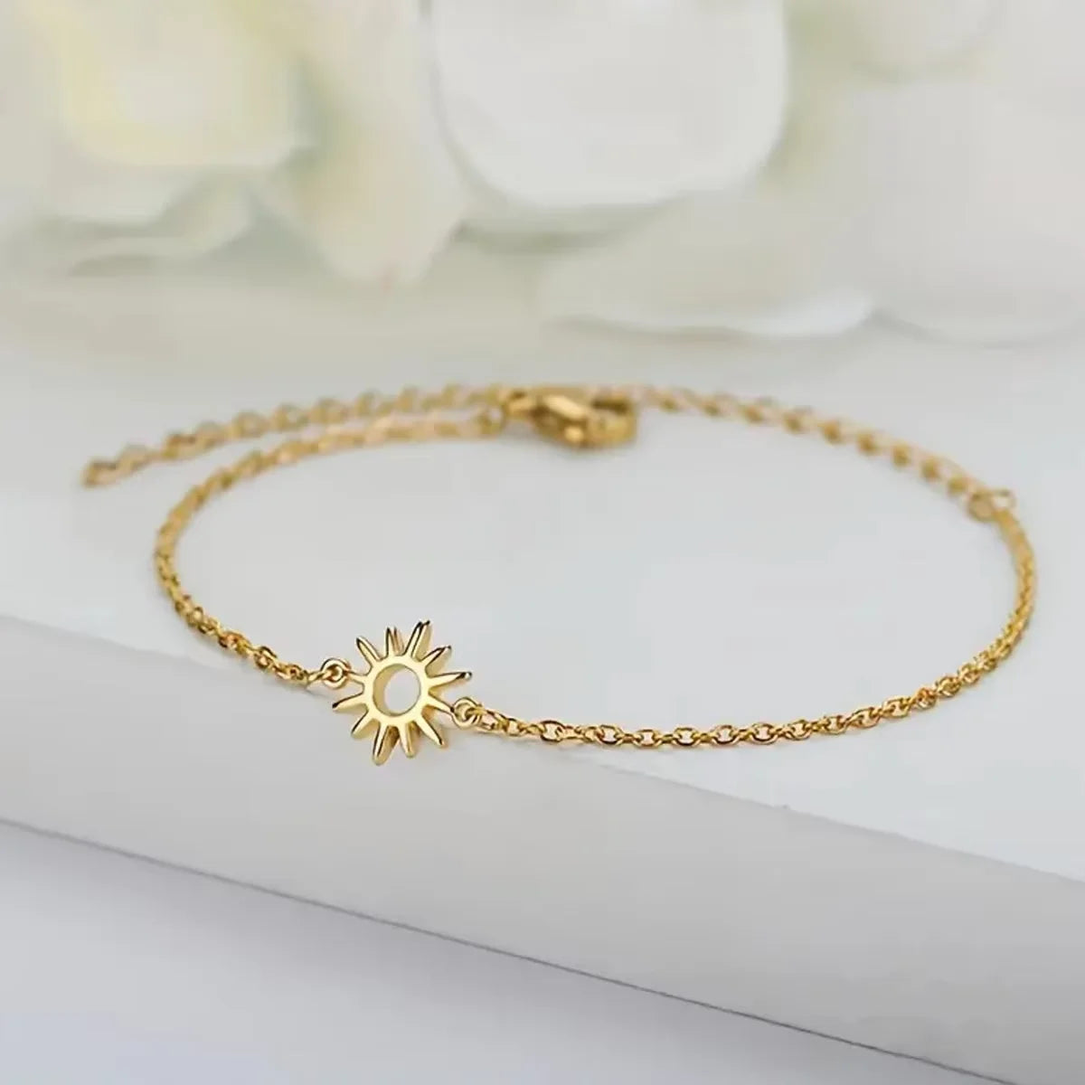 Sonnenblumen-Handkette / Fußkette aus Edelstahl für Damen