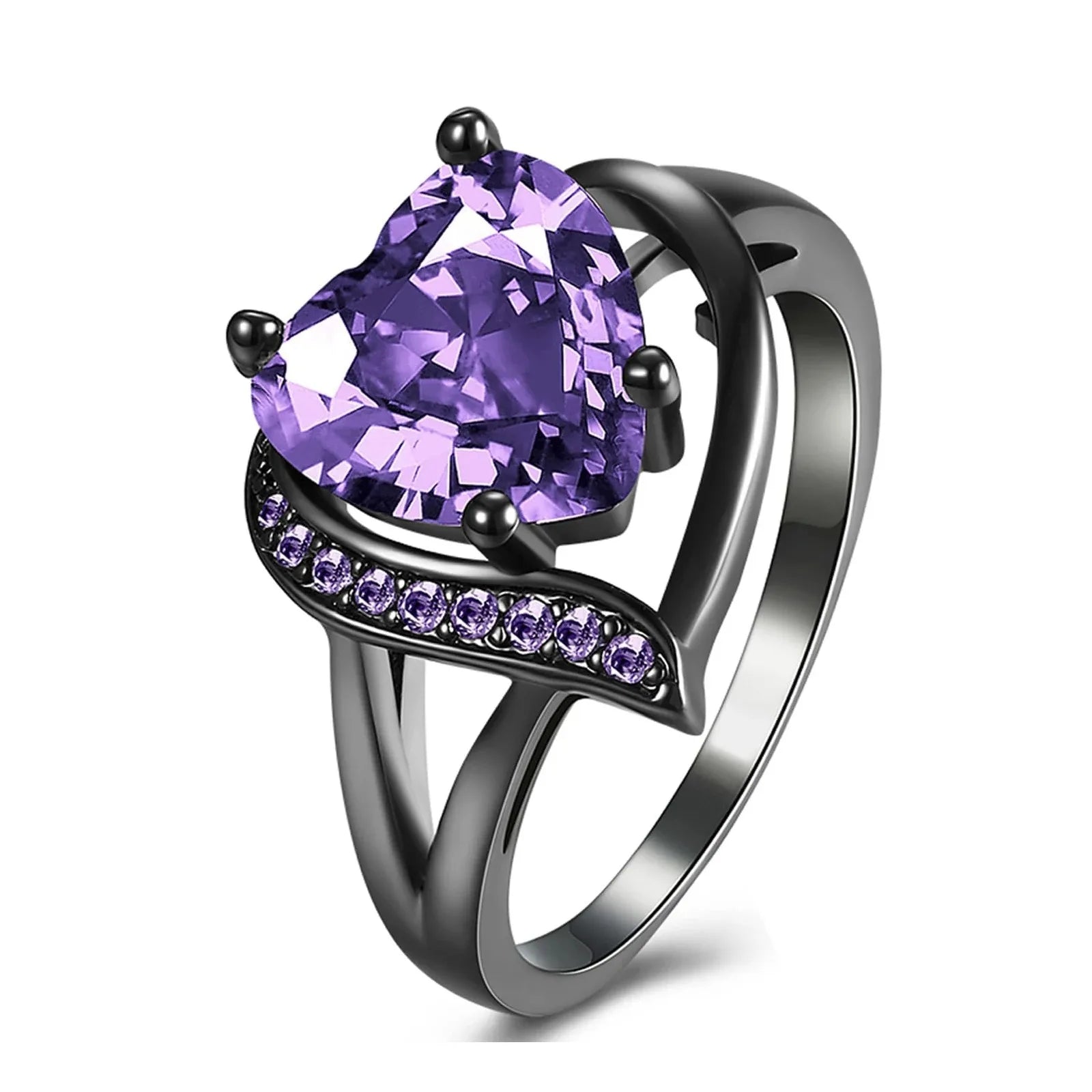 Modische Paarringe, elegant mit Herzmotiv und blauen Zirkon-Rhinestones