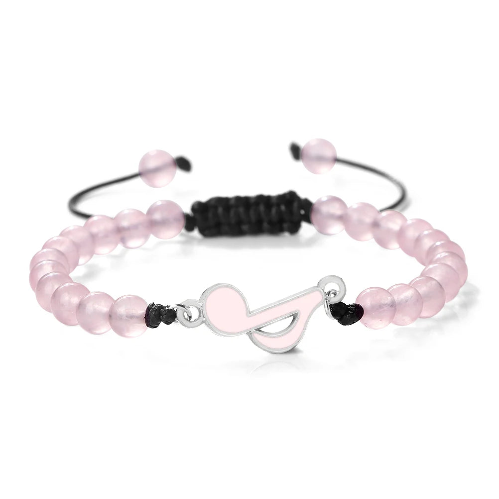 Rot-Schwarzes Notenarmband, Geflochten, 6‑mm Perlen