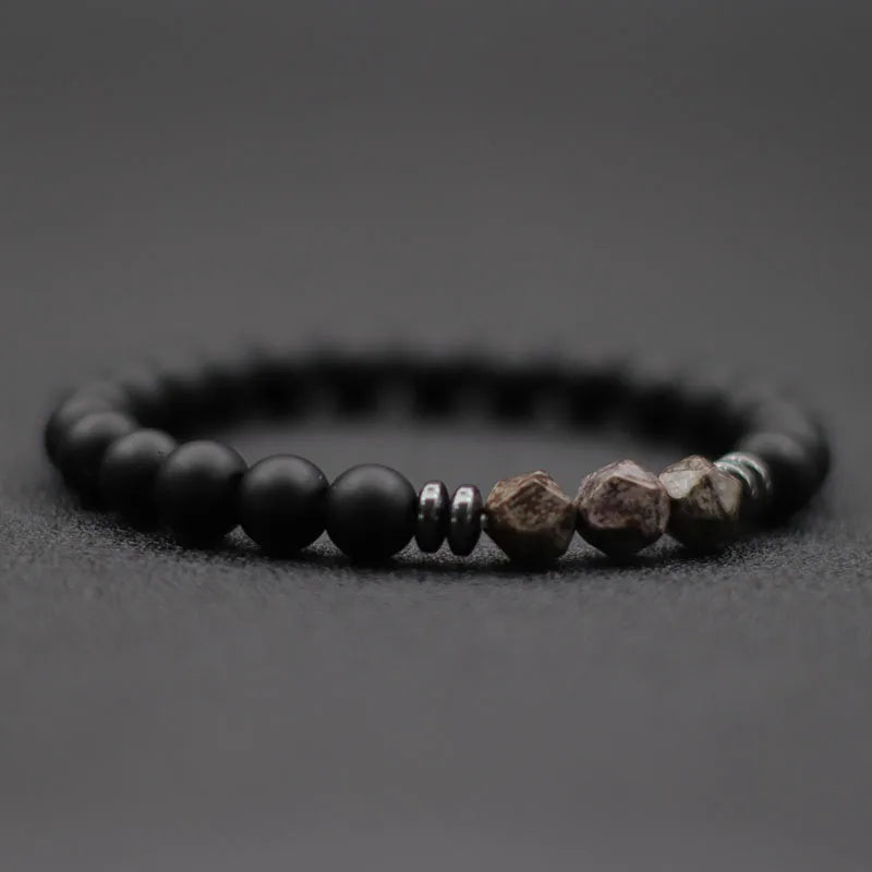 Herrenarmband aus schwarzem Onyx mit Tigerauge & Sodalith