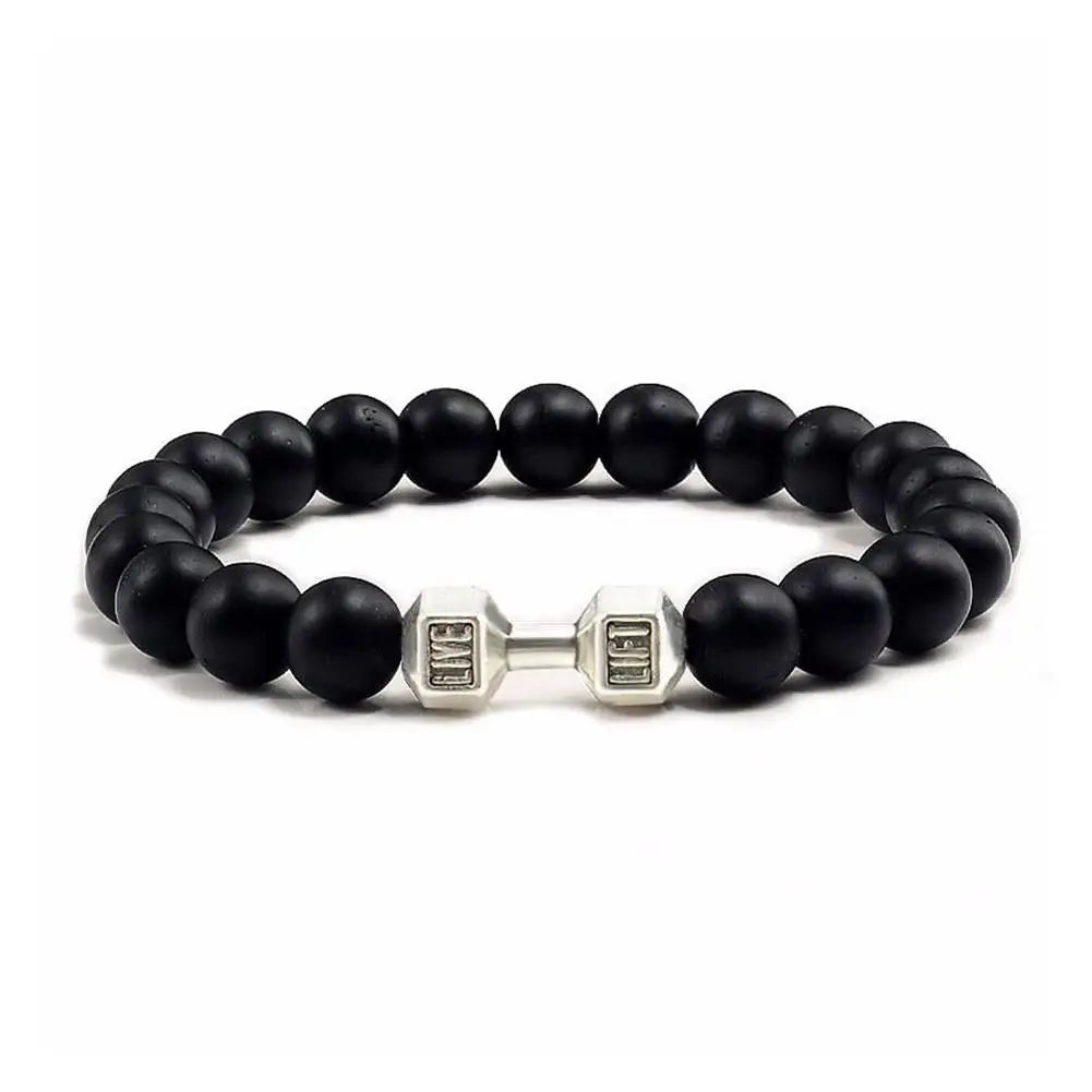 Natürliches schwarzes Vulkangestein-Armband