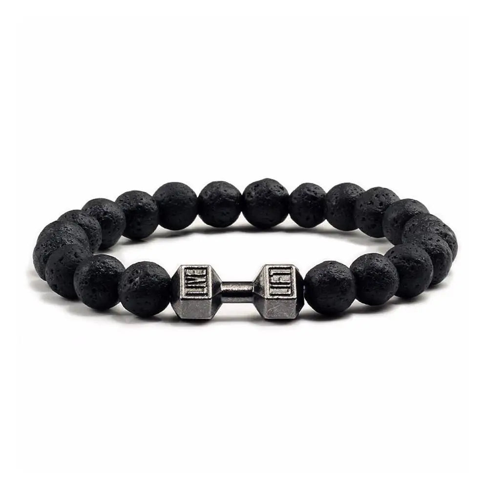 Natürliches schwarzes Vulkangestein-Armband