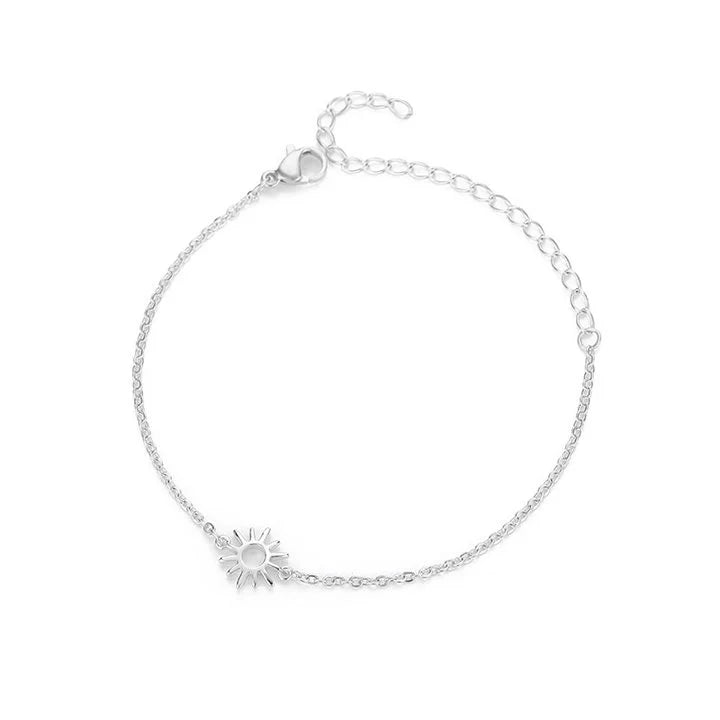 Sonnenblumen-Handkette / Fußkette aus Edelstahl für Damen