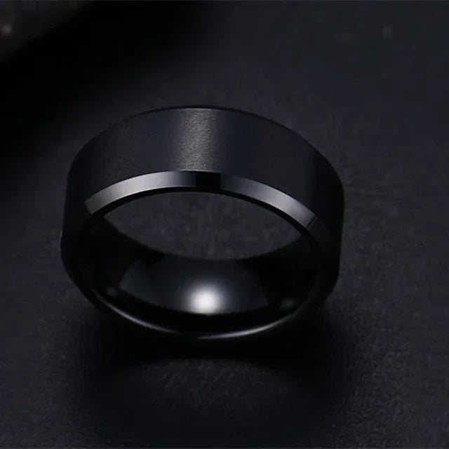 Hochwertiger Ring aus Edelstahl in matter schwarzer Optik
