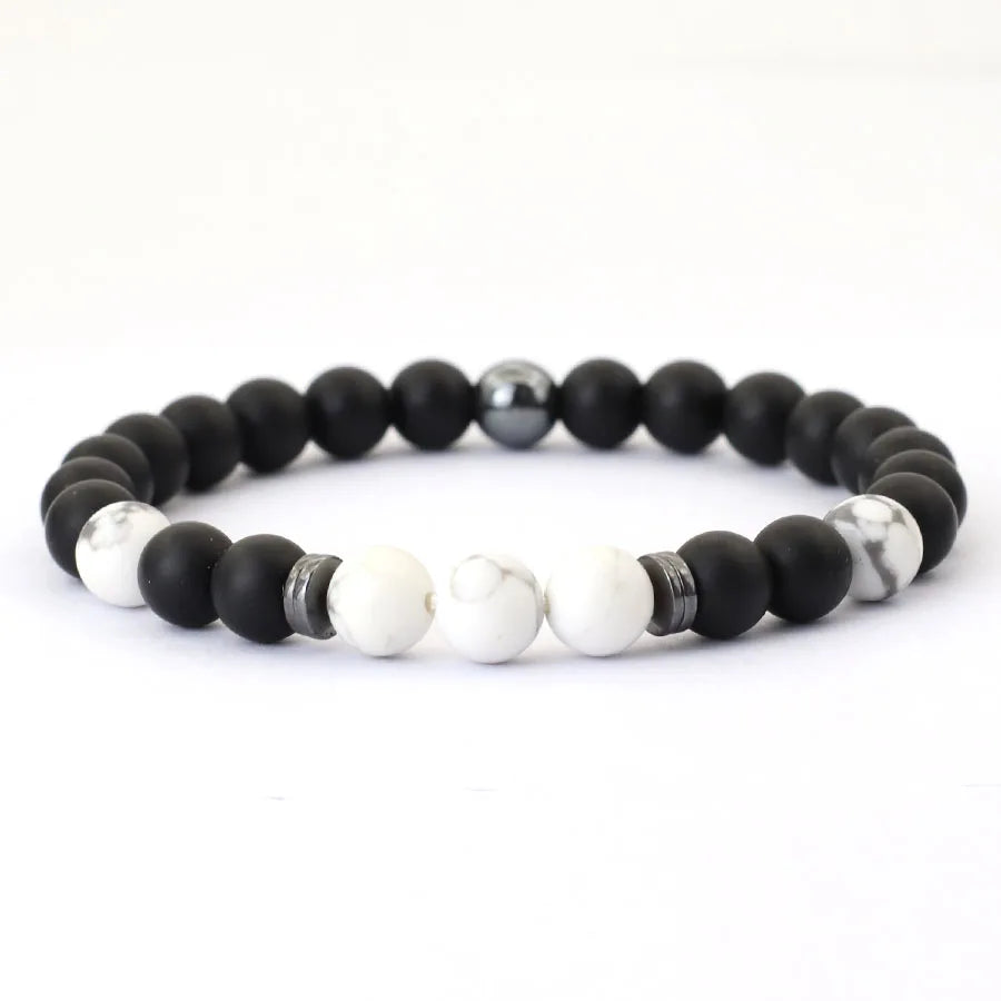 Herrenarmband mit 8 mm Onyx- und Tigerauge-Steinen