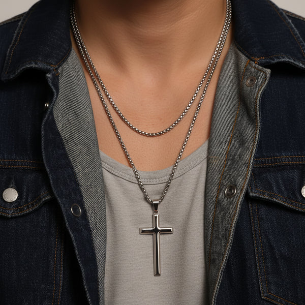 Jesus-Kreuz, spiritueller Schmuck für Männer aus Edelstahl