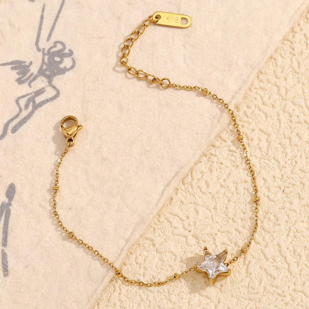 Trendy Edelstahl‑Armband mit einem Funkelnden Stern aus Edelstahl
