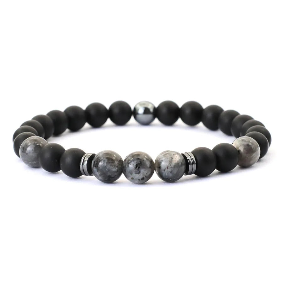 Herrenarmband mit 8 mm Onyx- und Tigerauge-Steinen