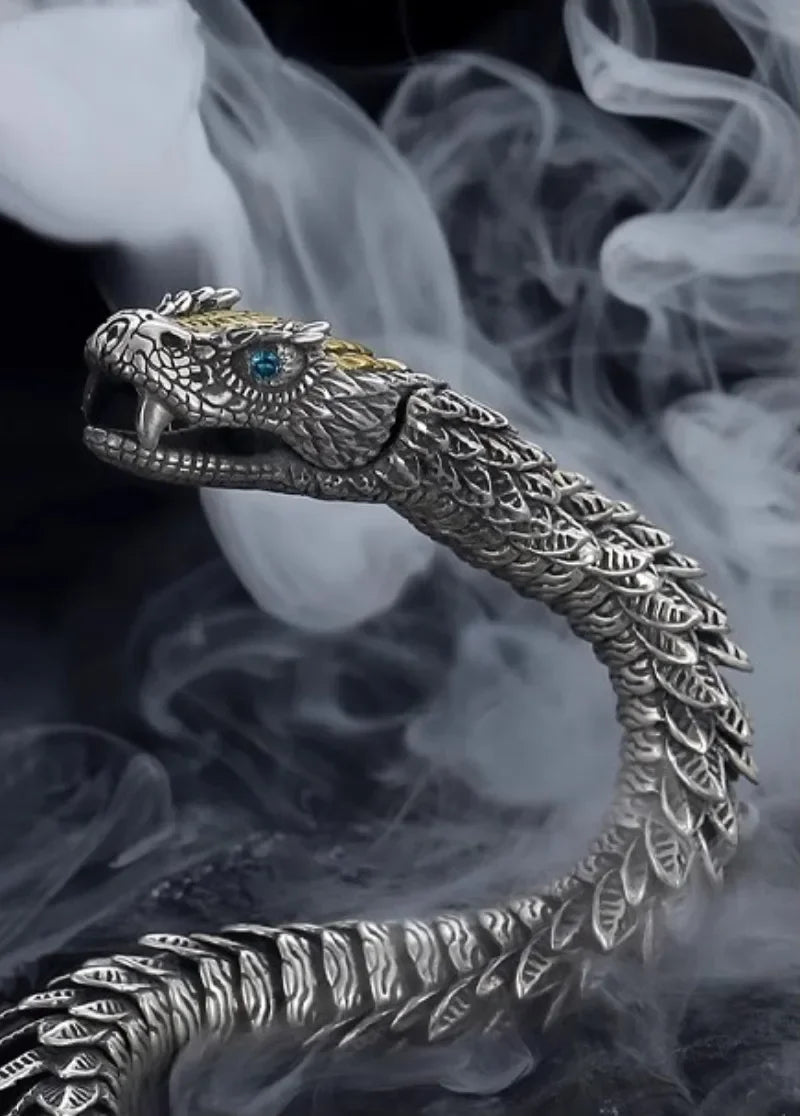 Hochwertiger Herren‑Armreif aus Silber – Kreatives Snake‑Design mit einzigartiger Handwerkskunst