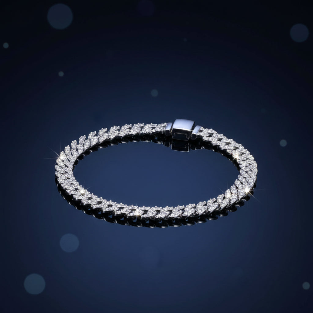 Luxuriöse Cuban‑Chain‑Armband aus massivem Sterling Silber