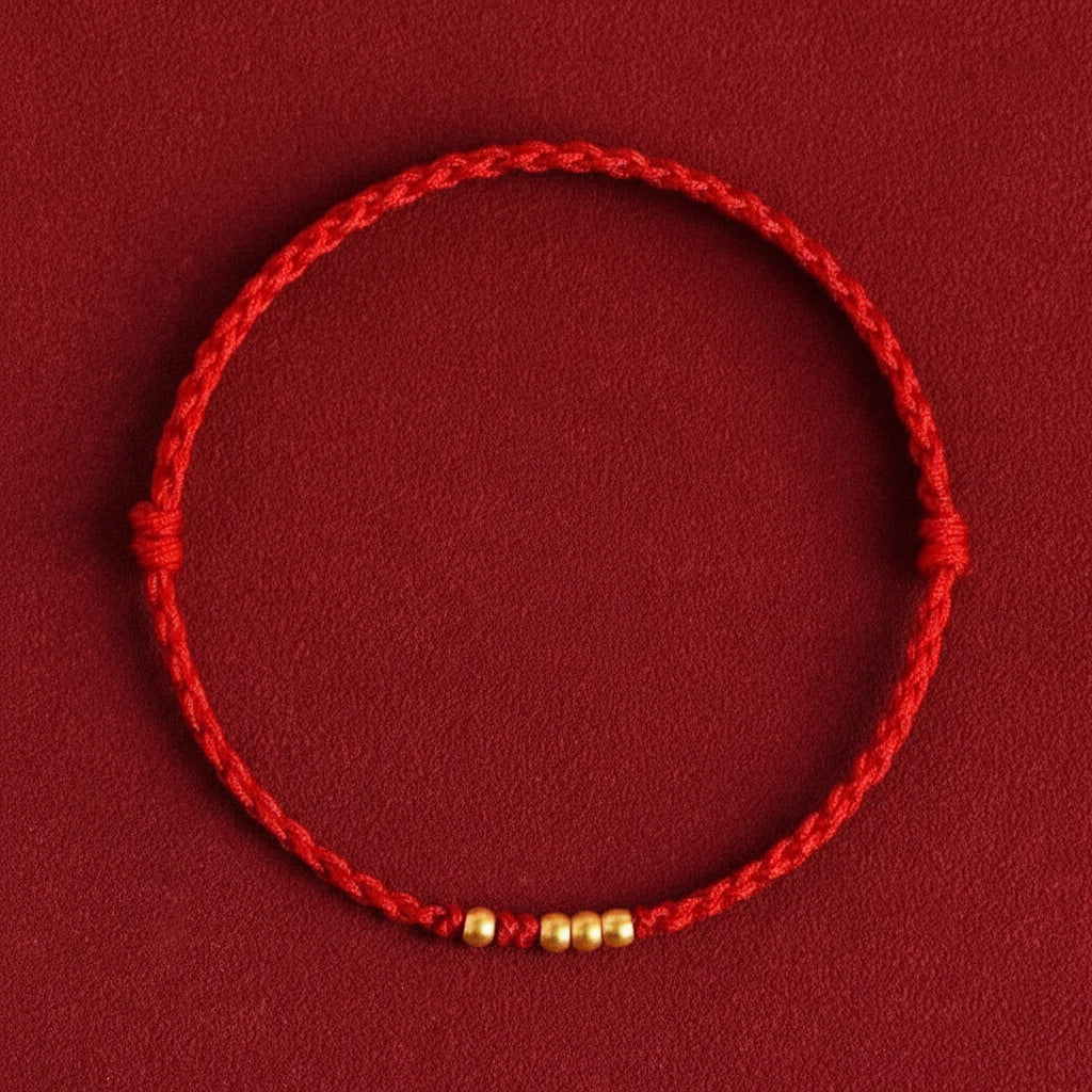 Rotes Glücksarmband handgefertigt verstellbar als Armband oder Fußkettchen