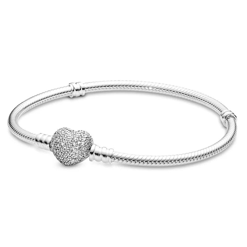 925 Sterling-Silber Damenarmband mit Herz-Kreis-Design
