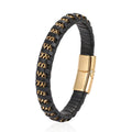 Stilvolle Männerarmband verbindet eine flache Edelstahlkette mit weichem Leder