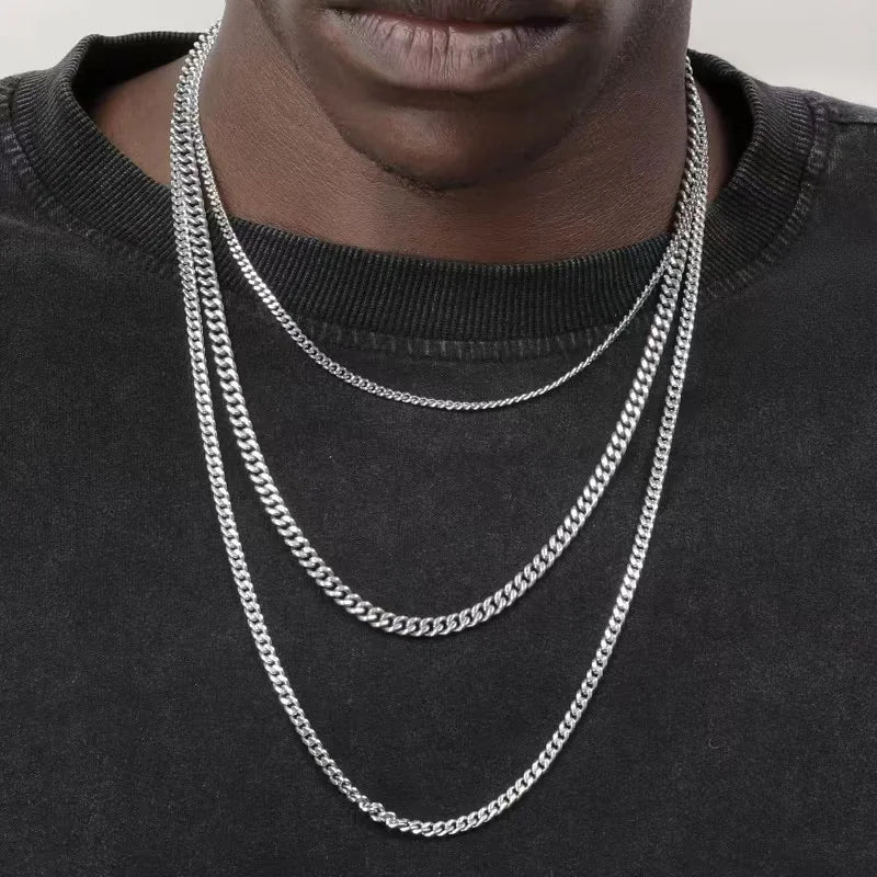 Rock‑Style Edelstahlkette mit polierter Oberfläche