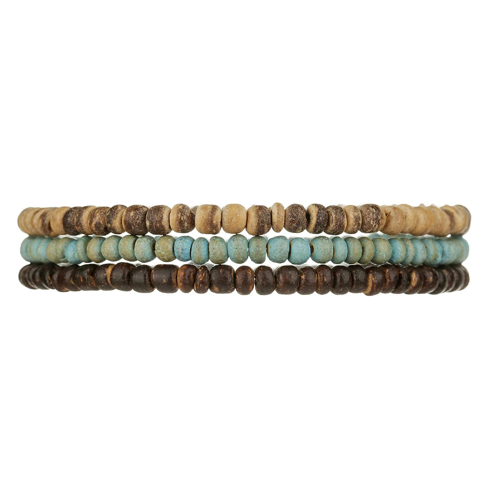 Natürliches Kokos- und Holzperlen-Armband