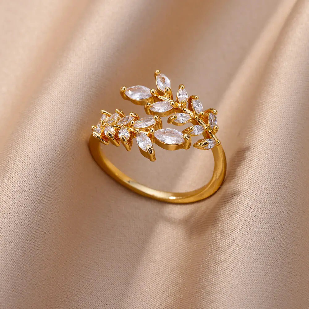 Weiße Zirkon-Blumenringe für Damen aus Edelstahl