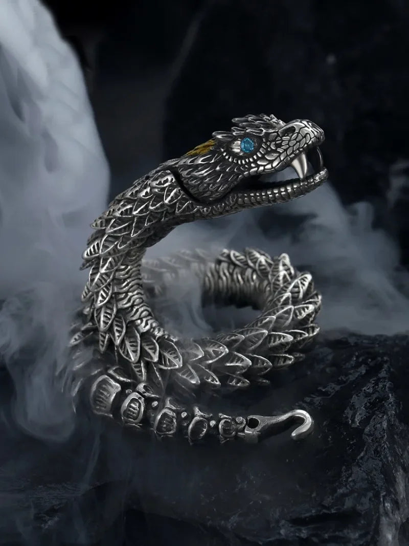 Hochwertiger Herren‑Armreif aus Silber – Kreatives Snake‑Design mit einzigartiger Handwerkskunst