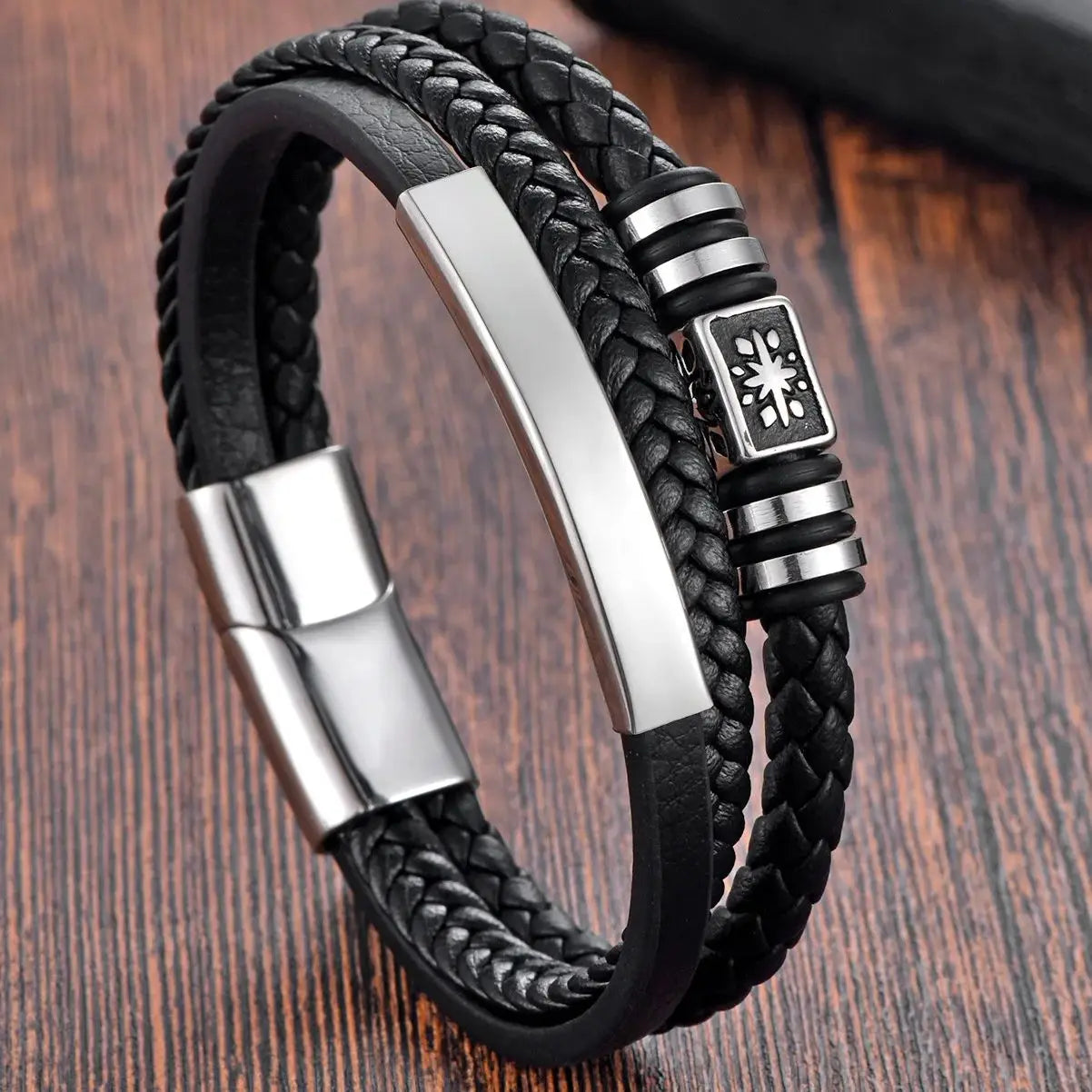 Geflochtenes Lederarmband für Herren im Punk-Stil
