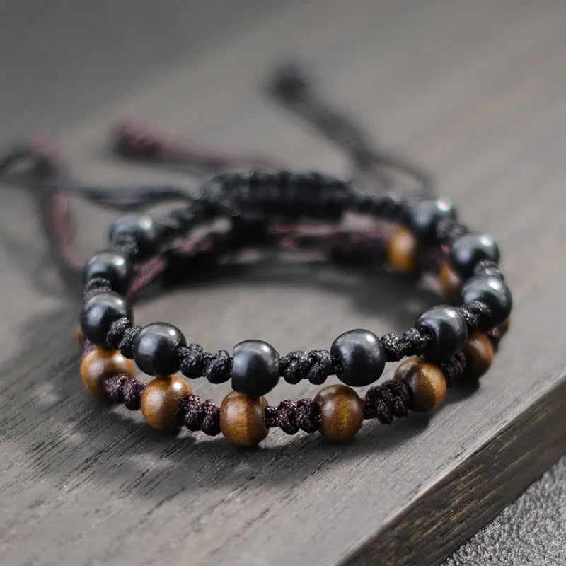Geflochtenes Holzperlen‑Armband