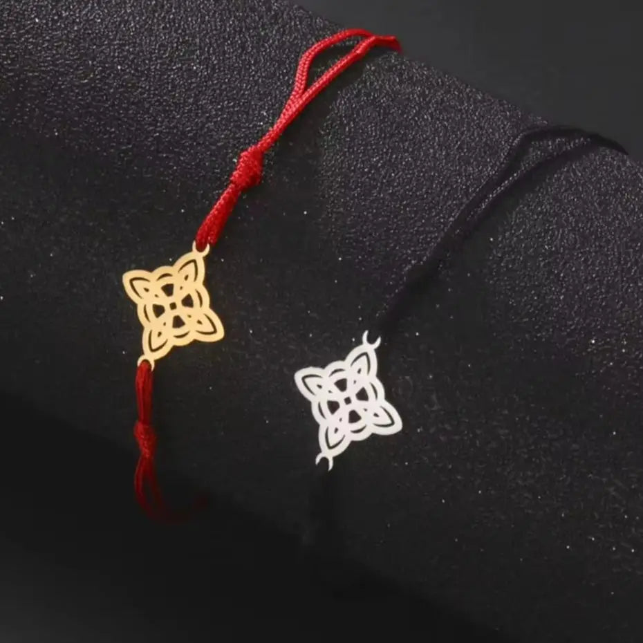 LIKGREAT Halloween Hexenknoten‑Armband, Verstellbares Rope‑Armband aus Edelstahl
