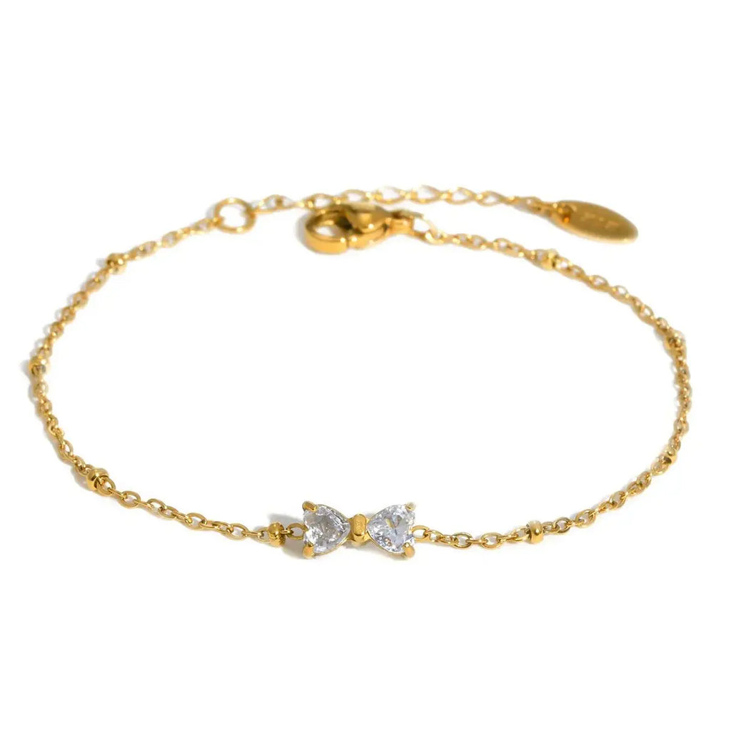 Süßes Bowknot‑Armband mit Zirkonia‑Steinen