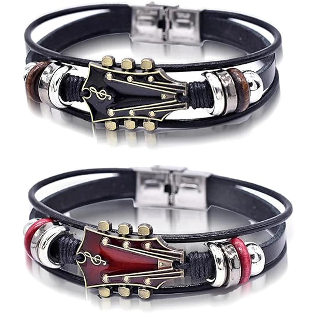 Geflochtenes Gitarrenarmband aus Kunstleder im Retro Look für Musikfans