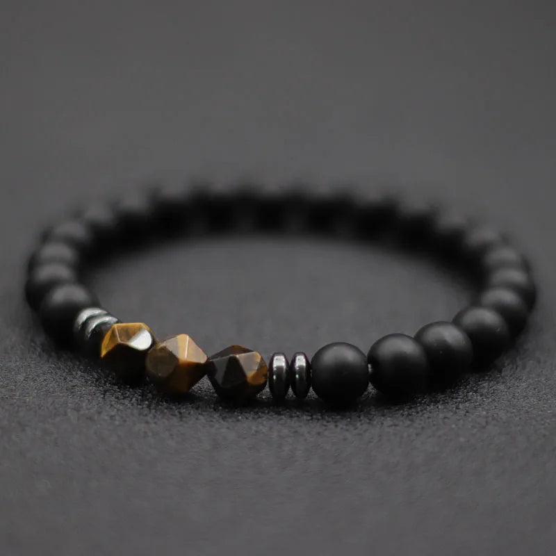 Herrenarmband aus schwarzem Onyx mit Tigerauge & Sodalith