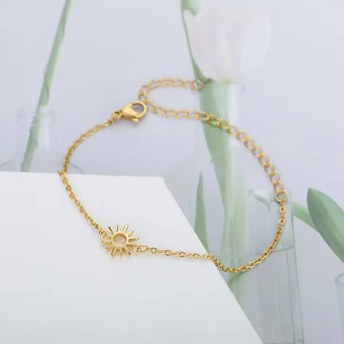 Sonnenblumen-Handkette / Fußkette aus Edelstahl für Damen