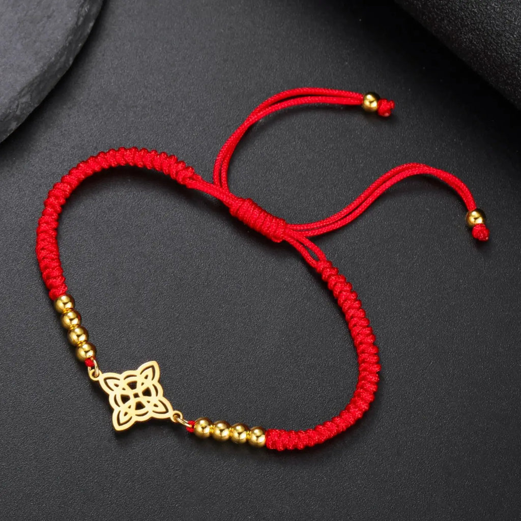 LIKGREAT Halloween Hexenknoten‑Armband, Verstellbares Rope‑Armband aus Edelstahl
