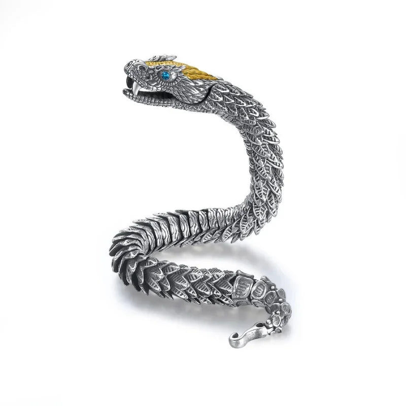 Hochwertiger Herren‑Armreif aus Silber – Kreatives Snake‑Design mit einzigartiger Handwerkskunst