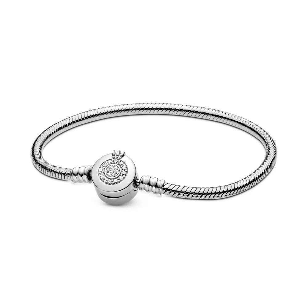 925 Sterling-Silber Damenarmband mit Herz-Kreis-Design