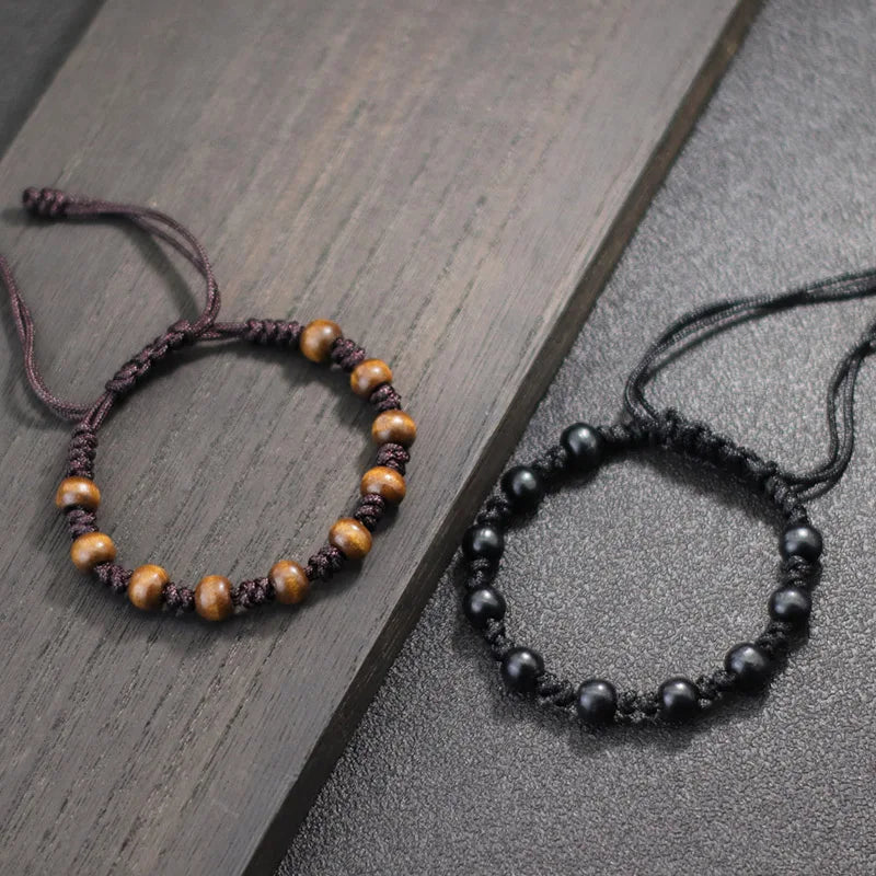 Geflochtenes Holzperlen‑Armband