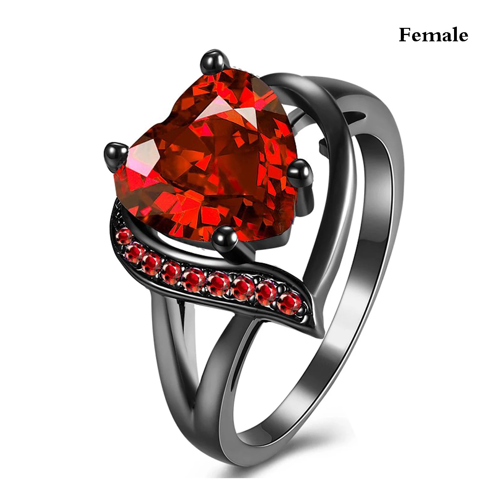 Modische Paarringe, elegant mit Herzmotiv und blauen Zirkon-Rhinestones