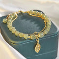 Doppellagiges Hetian-Jade-Armband in Gold, Feines Blattdesign für Frauen