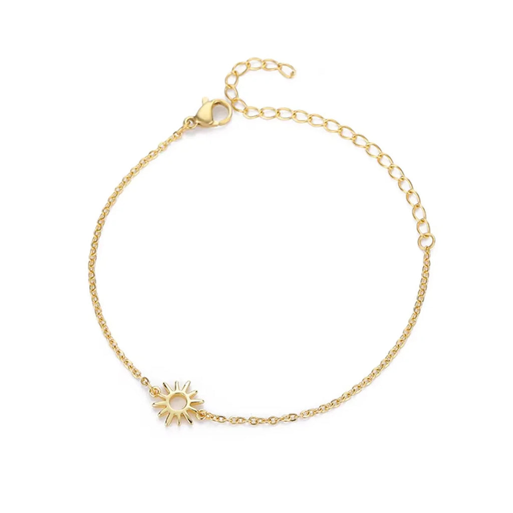 Sonnenblumen-Handkette / Fußkette aus Edelstahl für Damen