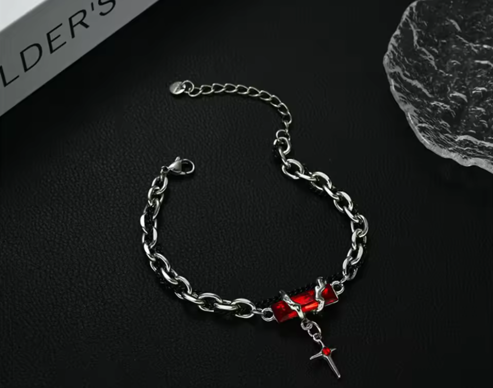 Titanstahl Obsidian Naturstein Armband für Herren