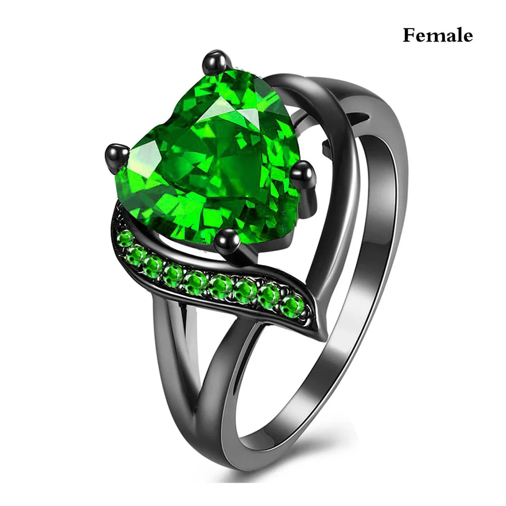 Modische Paarringe, elegant mit Herzmotiv und blauen Zirkon-Rhinestones