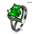 Modische Paarringe, elegant mit Herzmotiv und blauen Zirkon-Rhinestones