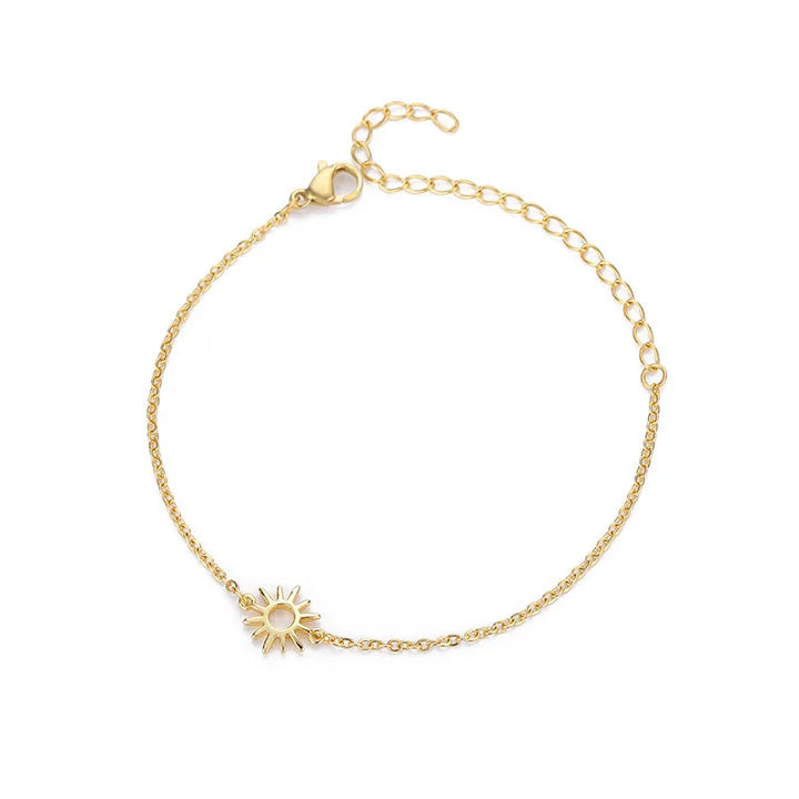 Sonnenblumen-Handkette / Fußkette aus Edelstahl für Damen
