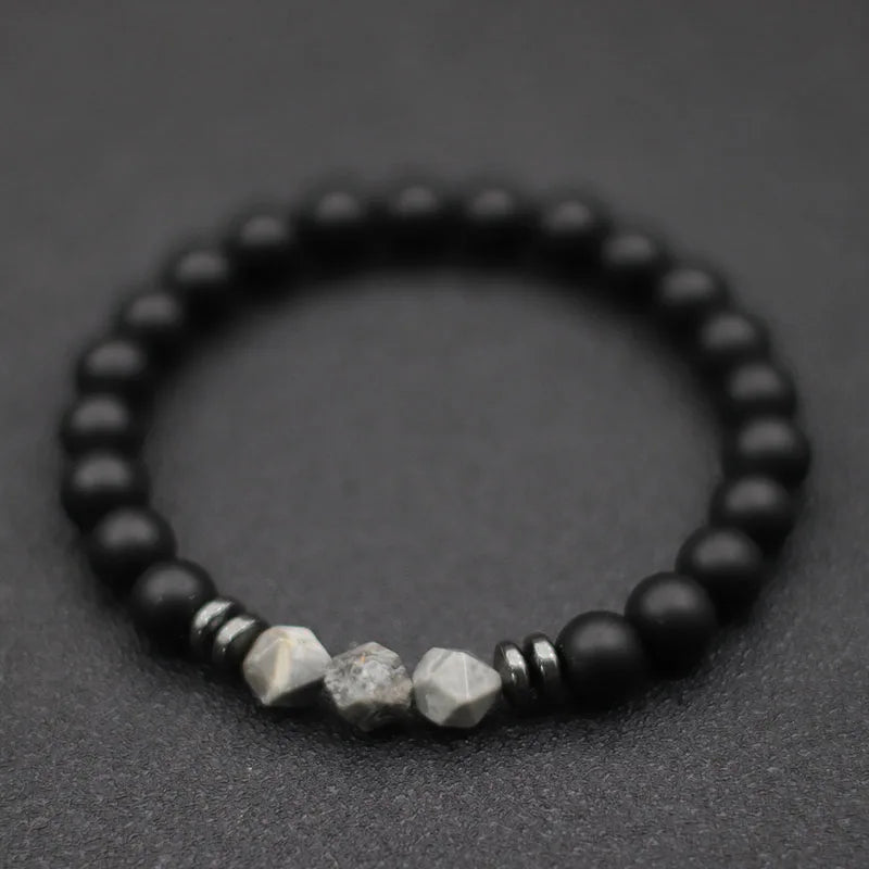 Herrenarmband aus schwarzem Onyx mit Tigerauge & Sodalith