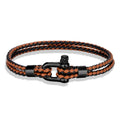 Maritimes Lederarmband – Schwarzer Edelstahlschäkel & doppellagiges blaues Leder