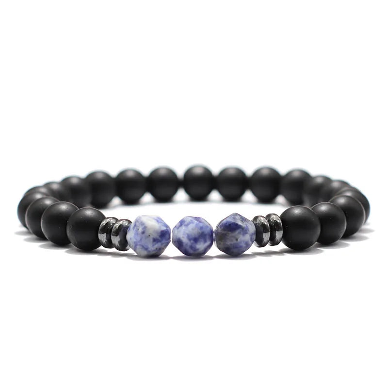 Herrenarmband aus schwarzem Onyx mit Tigerauge & Sodalith